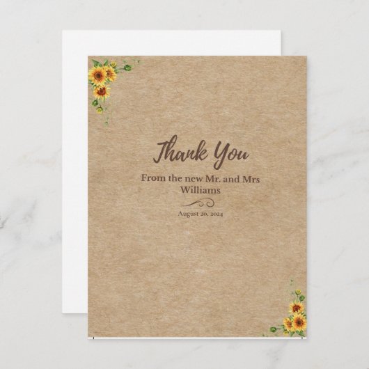 Rustige zonnebloem Hartelijk dank Bedankkaart (Voorkant / Achterkant)