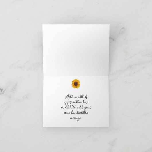 Rustige zonnebloem Hartelijk dank Kaart (Binnen)
