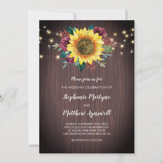 Rustige zonnebloem Hood Licht Floral Wedding Kaart (Voorkant)