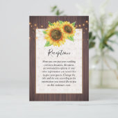 Rustige zonnebloem Hout Jar Lights Wedding Informatiekaartje (Staand voorkant)