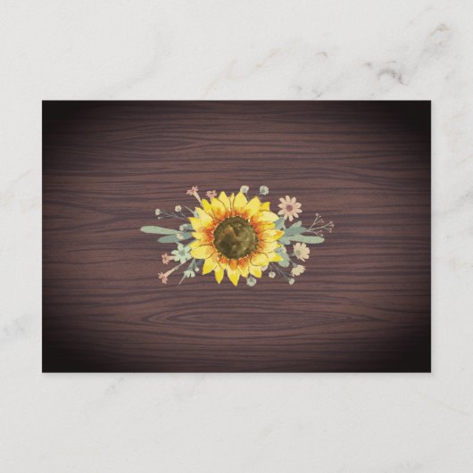 Rustige zonnebloem Hout Jar Lights Wedding Informatiekaartje (Achterkant)