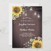 Rustige zonnebloem Hout Jar Lights Wedding Kaart (Voorkant)