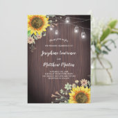 Rustige zonnebloem Hout Jar Lights Wedding Kaart (Staand voorkant)