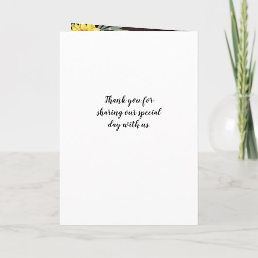 Rustige zonnebloem Hout Jar Lights Wedding Programma (Achterkant)