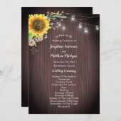 Rustige zonnebloem Hout Jar Lights Wedding Programmakaart (Voorkant / Achterkant)