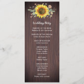 Rustige zonnebloem Hout Jar Lights Wedding Programmakaart (Achterkant)