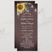 Rustige zonnebloem Hout Jar Lights Wedding Programmakaart (Voorkant / Achterkant)