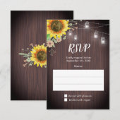Rustige zonnebloem Hout Jar Lights Wedding RSVP Kaartje (Voorkant / Achterkant)