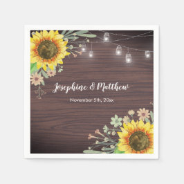 Rustige zonnebloem Hout Jar Lights Wedding Servet