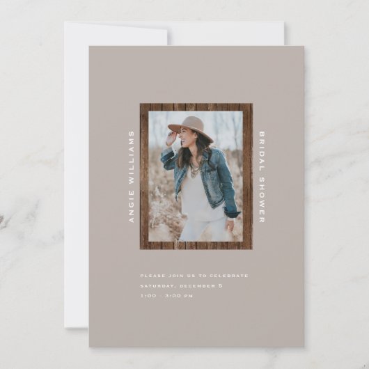 Rustige Zonnebloem Hout Taupe II Vrijgezellenfeest Kaart (Voorkant)