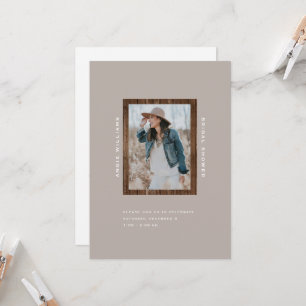 Rustige Zonnebloem Hout Taupe II Vrijgezellenfeest Kaart