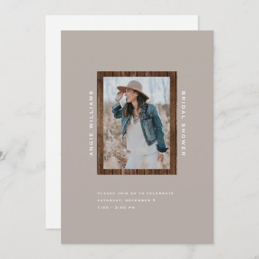 Rustige Zonnebloem Hout Taupe II Vrijgezellenfeest Kaart (Voorkant / Achterkant)