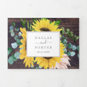 Rustige zonnebloem | Houtfotoweddenschap in één ke Drieluik Uitnodiging (Cover)