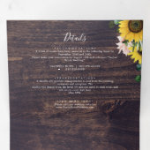 Rustige zonnebloem | Houtfotoweddenschap in één ke Drieluik Uitnodiging (Binnenzijde eerst)