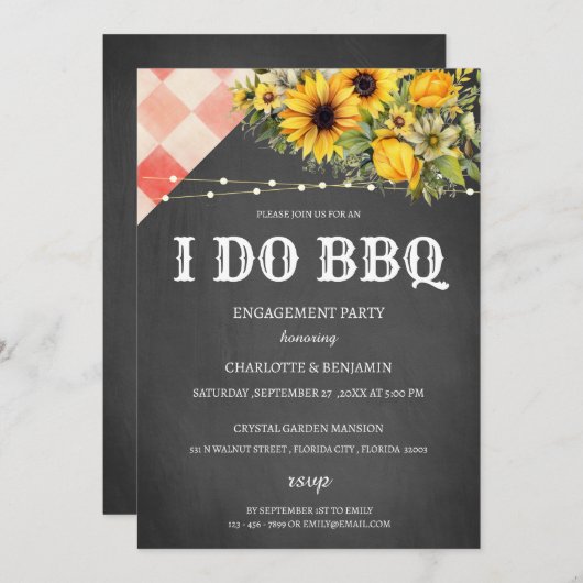 Rustige Zonnebloem I Do BBQ Engagement Party Kaart (Voorkant / Achterkant)
