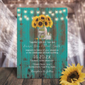 Rustige zonnebloem Jar Blauwgroen Barn Wood Wedden Kaart