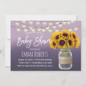 Rustige zonnebloem Jar Elegant Paars Baby shower Kaart (Voorkant)
