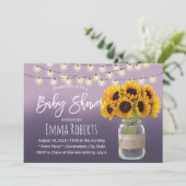 Rustige zonnebloem Jar Elegant Paars Baby shower Kaart (Staand voorkant)