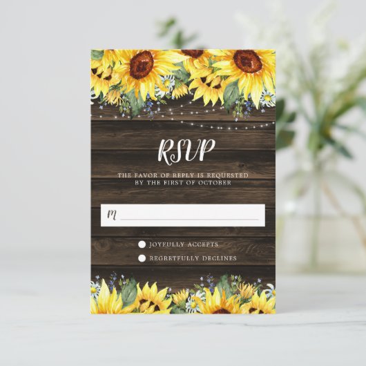 Rustige zonnebloem Kaarten RSVP Kaartje (Staand voorkant)