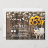 Rustige Zonnebloem Kute Pig Boerderij Birthday Par Kaart (Voorkant)