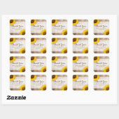 Rustige zonnebloem Lace Barn Wood Dank je Vierkante Sticker (Vel)