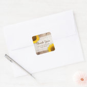 Rustige zonnebloem Lace Barn Wood Dank je Vierkante Sticker (Envelop)