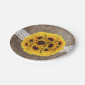 Rustige zonnebloem Lace & Barn Wood Elegant Weddin Papieren Bordje (Gekanteld)