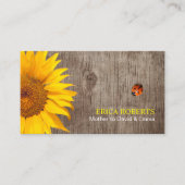 Rustige zonnebloem & Ladybug Wood Achtergrondmammi Contactkaartje (Voorkant)