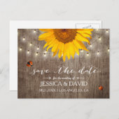 Rustige zonnebloem & ladybugs Bewaar de datum Aankondigingskaart (Voorkant / Achterkant)