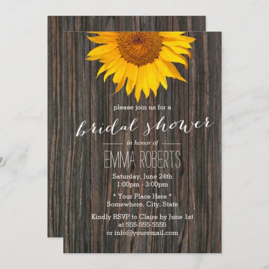 Rustige zonnebloem Land Vrijgezellenfeest hout Kaart (Voorkant / Achterkant)