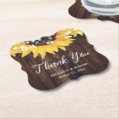 Rustige zonnebloem Land Wood Weddenschap Kartonnen Onderzetters (Gekanteld)