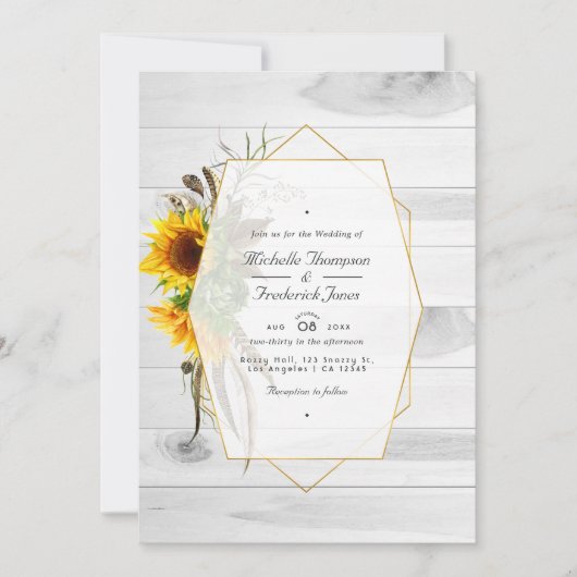 Rustige Zonnebloem Landelijke Barn QR Code RSVP We Kaart (Voorkant)