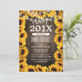 Rustige Zonnebloem Lijst Floral Graduation Party Kaart (Staand voorkant)