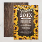 Rustige Zonnebloem Lijst Floral Graduation Party Kaart (Voorkant / Achterkant)