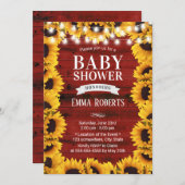 Rustige Zonnebloem Lijst Rode Barn Baby shower Kaart (Voorkant / Achterkant)