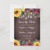 Rustige zonnebloem Mason Jar Lights Floral Wedding Save The Date (Voorkant)