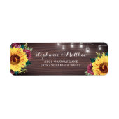 Rustige zonnebloem Mason Jar Lights Wedding Etiket (Voorkant)