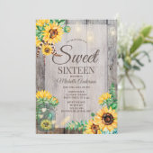 Rustige zonnebloem Mason Jar Sweet Sixteen Kaart (Staand voorkant)