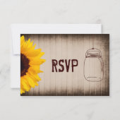 Rustige Zonnebloem Mason Jar Wedding RSVP-kaarten RSVP Kaartje (Achterkant)