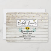 Rustige Zonnebloem Mason Jars & Lights Vrijgezelle Kaart (Voorkant)