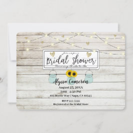 Rustige Zonnebloem Mason Jars & Lights Vrijgezelle Kaart