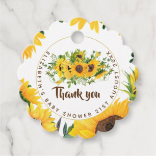 Rustige Zonnebloem Met Baby shower gegoten Label
