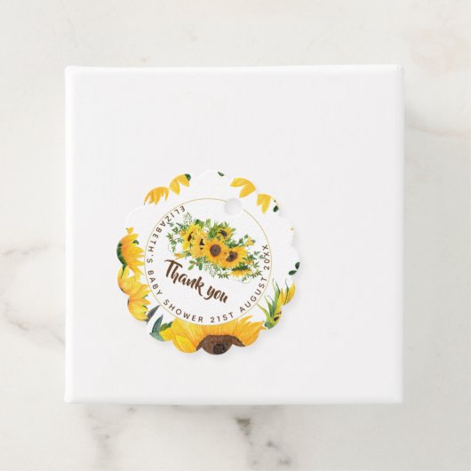 Rustige Zonnebloem Met Baby shower gegoten Label (In situ)