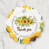 Rustige Zonnebloem Met Baby shower gegoten Label (Voorkant)