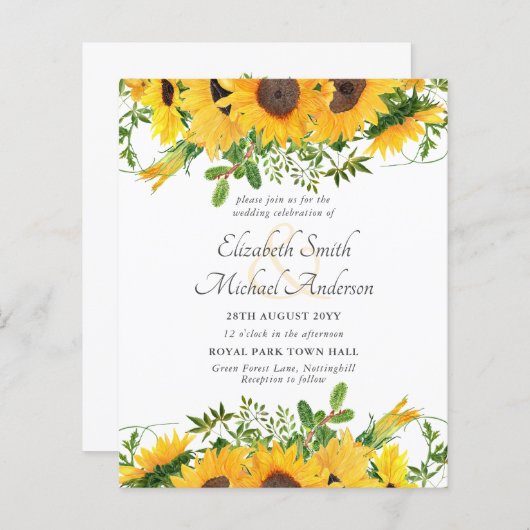 Rustige zonnebloem - met weddenschap begroot (Voorkant / Achterkant)