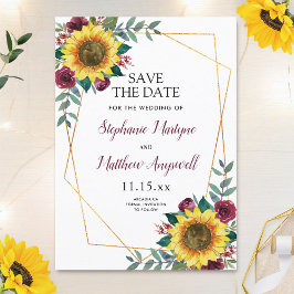 Rustige zonnebloem Modern Floral Wedding Save The Date