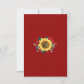 Rustige zonnebloem Modern Red Floral Wedding Save The Date (Achterkant)