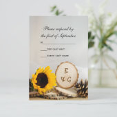 Rustige zonnebloem Natuurlijke Bossen Bindende RSV RSVP Kaartje (Staand voorkant)