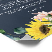 Rustige zonnebloem | Navy Unplugged Ceremony Sign Poster (Hoek)