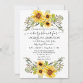 Rustige zonnebloem op Baby shower Waterverf Kaart (Voorkant)